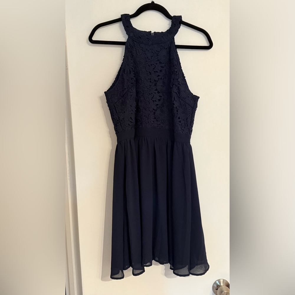 Lulu's Navy Floral Lace Dress